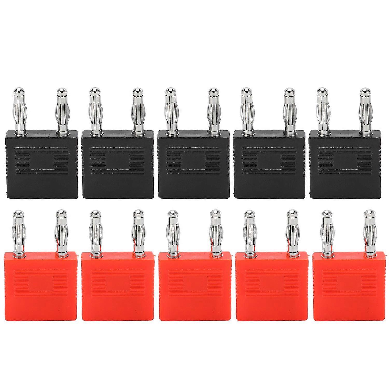 10Pcs Banana Dual Plug Strong Connectivity Good Electrical Conductivity Double Row 4mm 2 Way Banana 