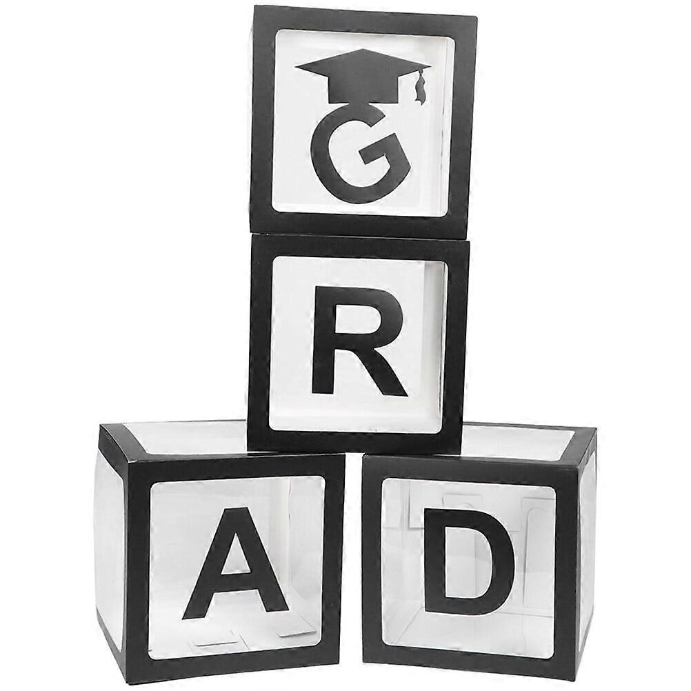 Eease Black Graduation Balloon Boxes with Letters - Set of 4