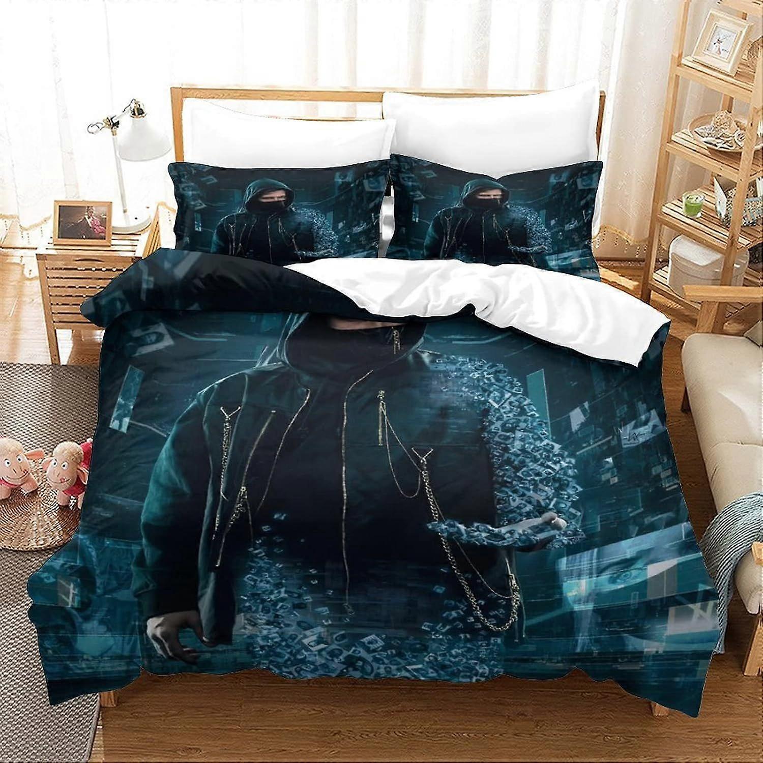 GENBAK Alan Olav Walker Duvet Cover Set, 3D DJ Bedding Set com fronhas de microfibra & Zipper Fecho Quilt Case Music Printed Effect King
