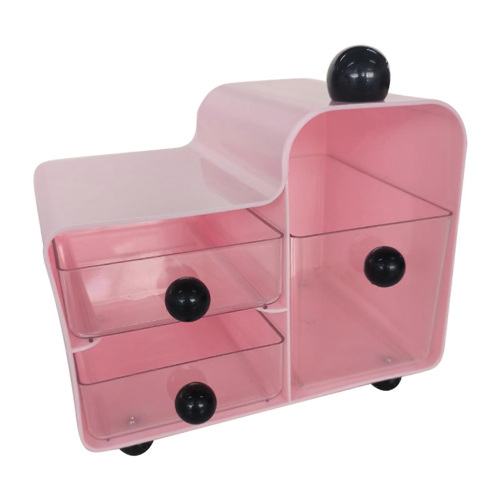 Coffee Creamer Holder Large Capacity 2 Layer Storage Box Elegant Teas Bag Organiser with Transparent Removable Drawers  Pink