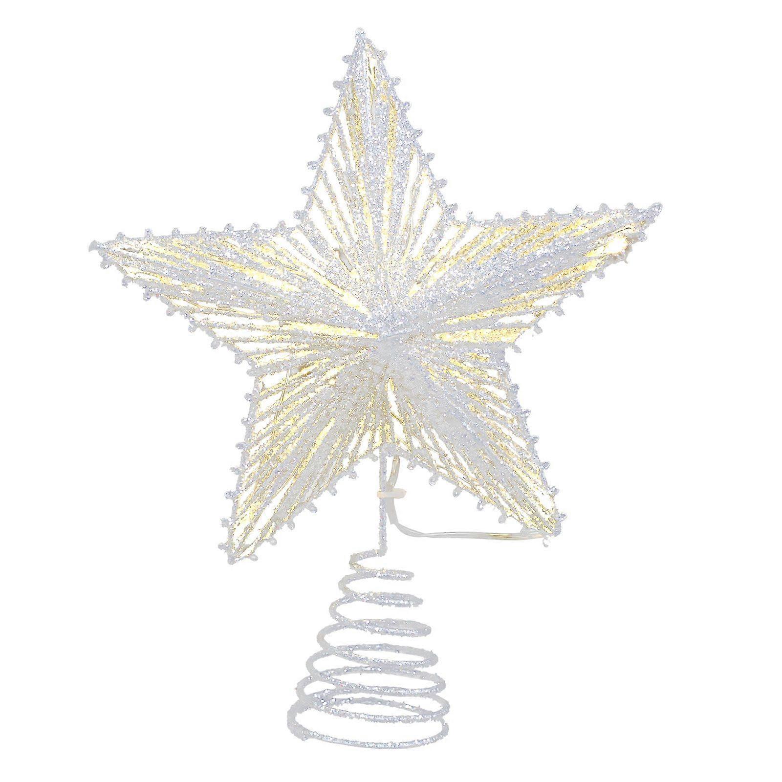1Pc Xmas Treetop Star with Light String Pentagram Tree Star Chic Tree Decor