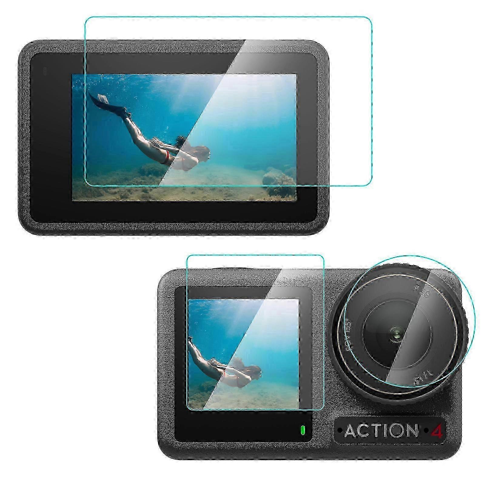 For DJI Osmo Action 4 PULUZ 3-in-1 Lens Front and Back Screen Tempered Glass Explosion-proof Film (Transparent) w