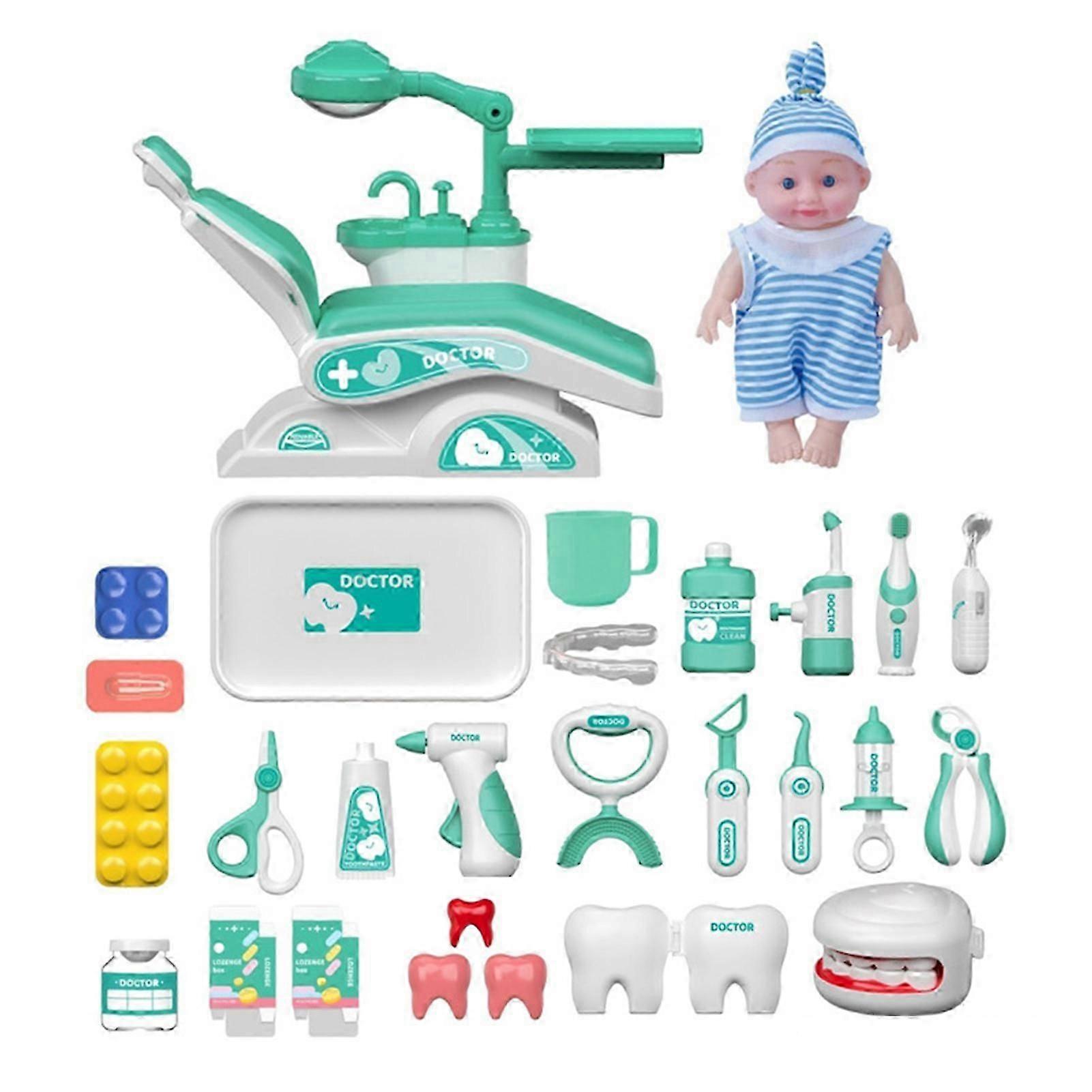 Dentist Kit for Toddlers Smart Dental Chair Playset Rotating Table Operating Light Water Function Educational Pretend Play Toys for Kids 2-4 Early Lea