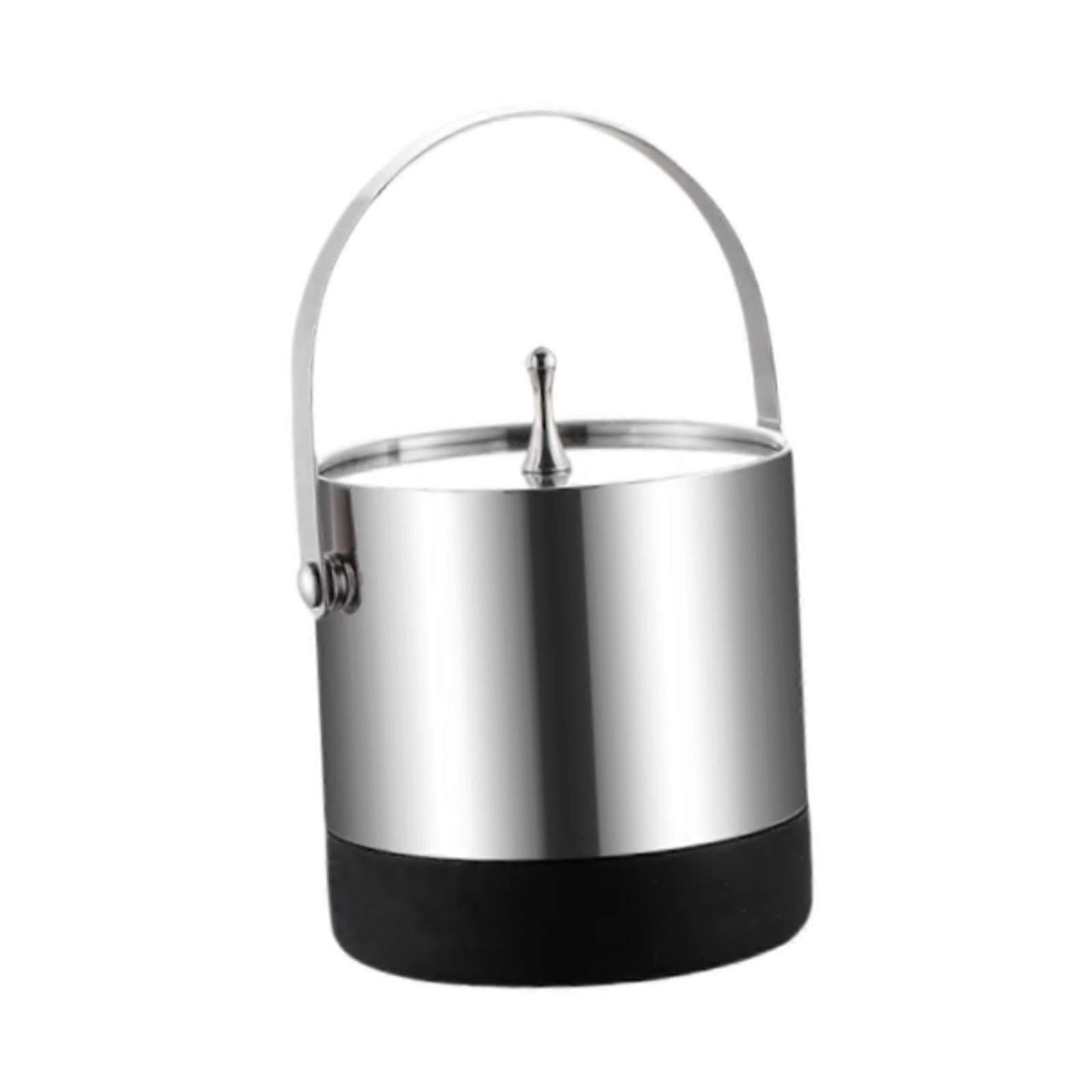 Stainless Steel Ice Bucket with Lid and Handle for Beer Wine Drinks, Double Layer for Home Party Picnic Camping