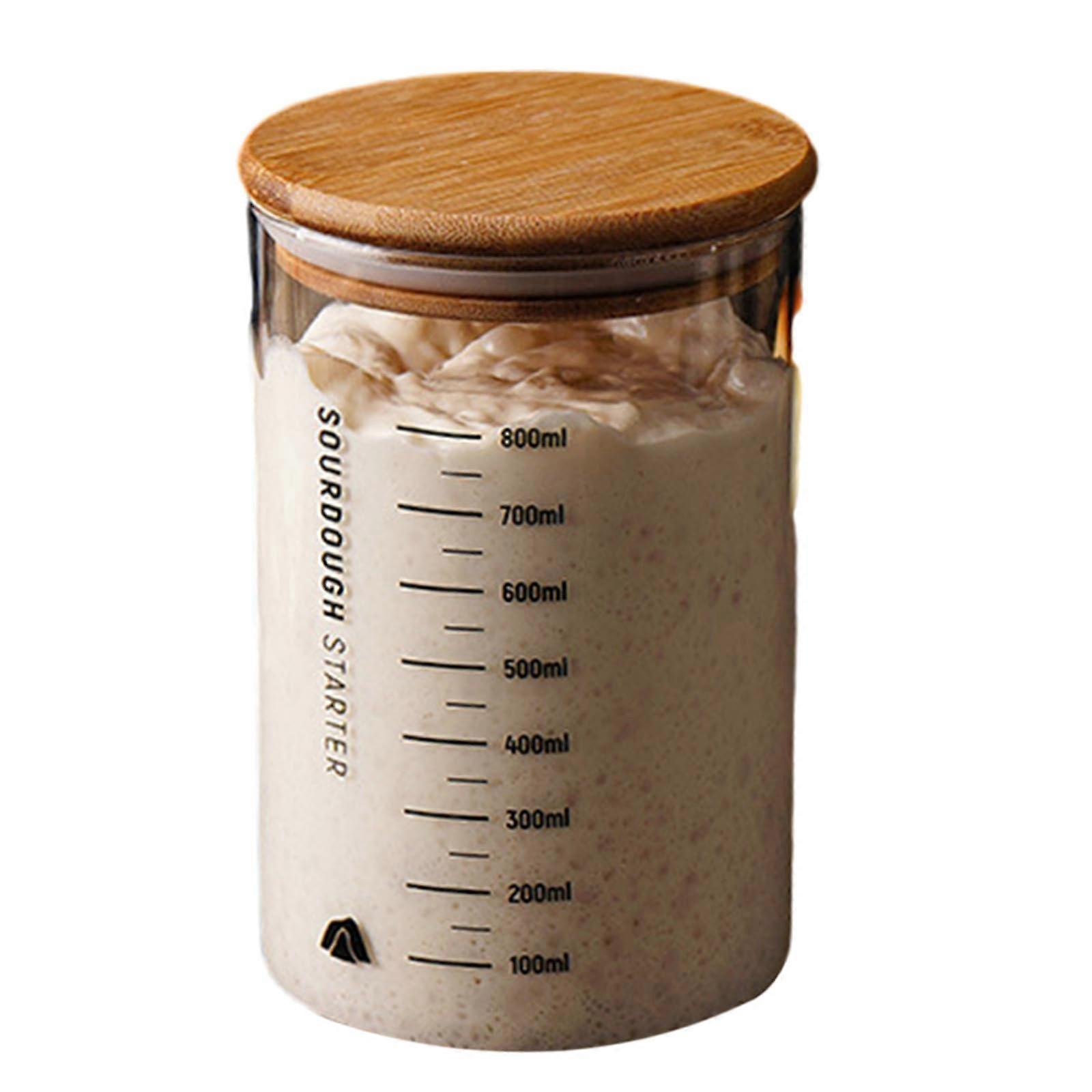 Sourdough Starter Glass Jar 800ml Wide Mouth Container with Lid for Bread Baking and Fermentation