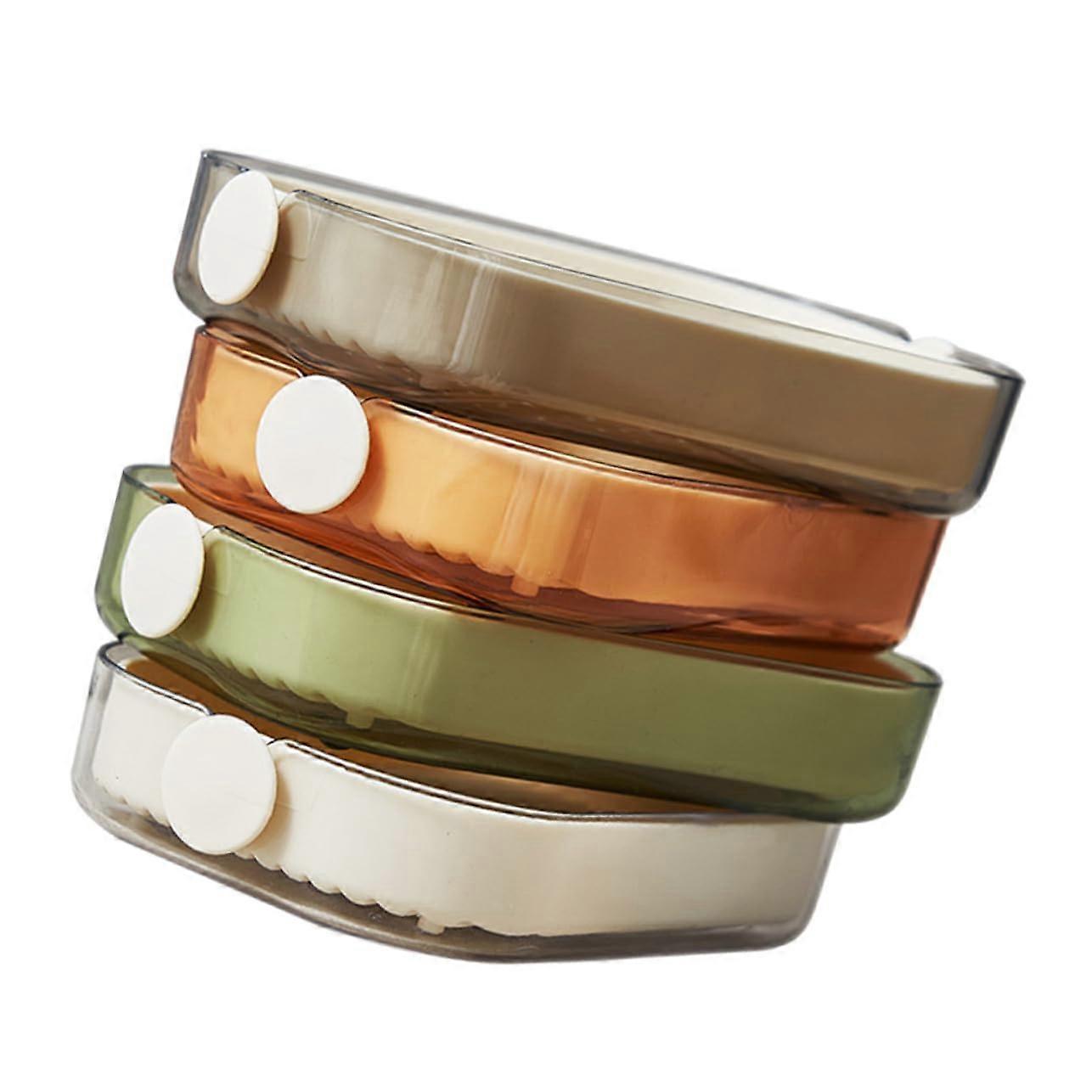 Soap Dish Holder Set of 4, Double Layer Self Draining Tray for Bathroom Kitchen Laundry Countertop