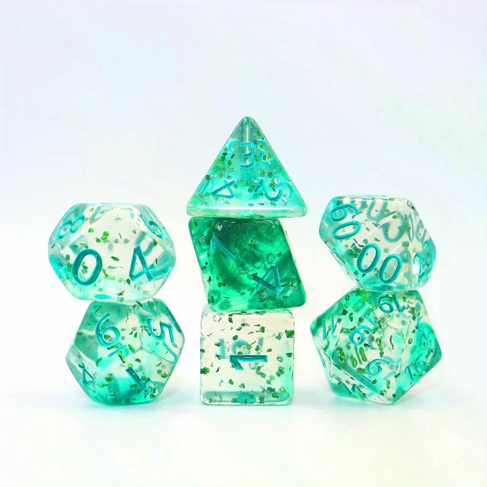 7PCS Acrylic Polyhedral Dice Set - D4/D6/D8/D10/D12/D20 for DND RPG Board Games, Clear Multi-Sided Game Accessories