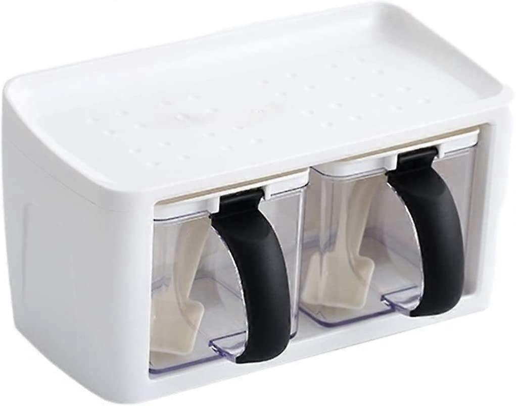 Spice Rack with Dual Compartment Spice Jar Set and Measuring Spoon for Kitchen Seasoning Storage