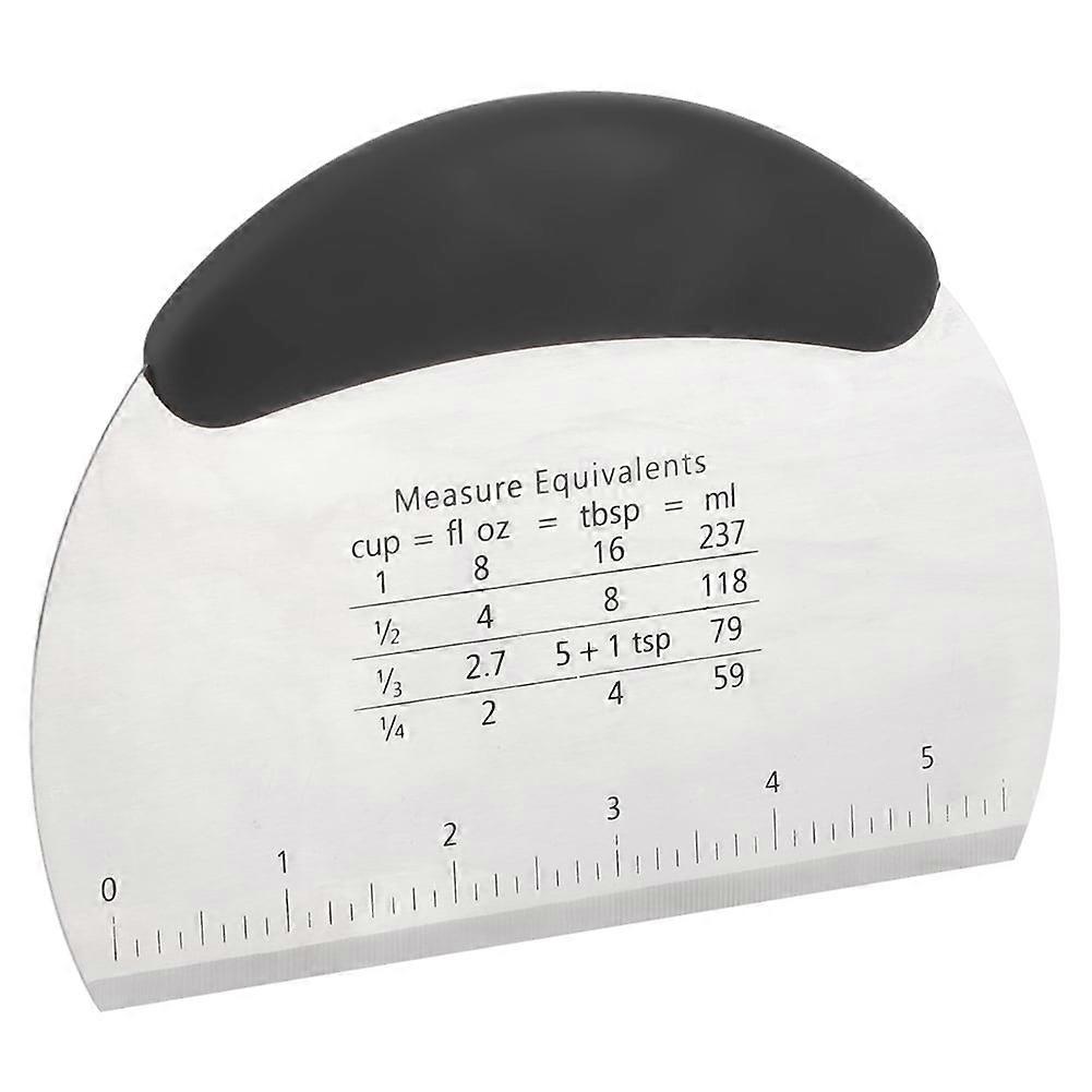 Stainless Steel Dough Scraper & Baking Cutter, Measuring Scale & Tool for Baking (Black)