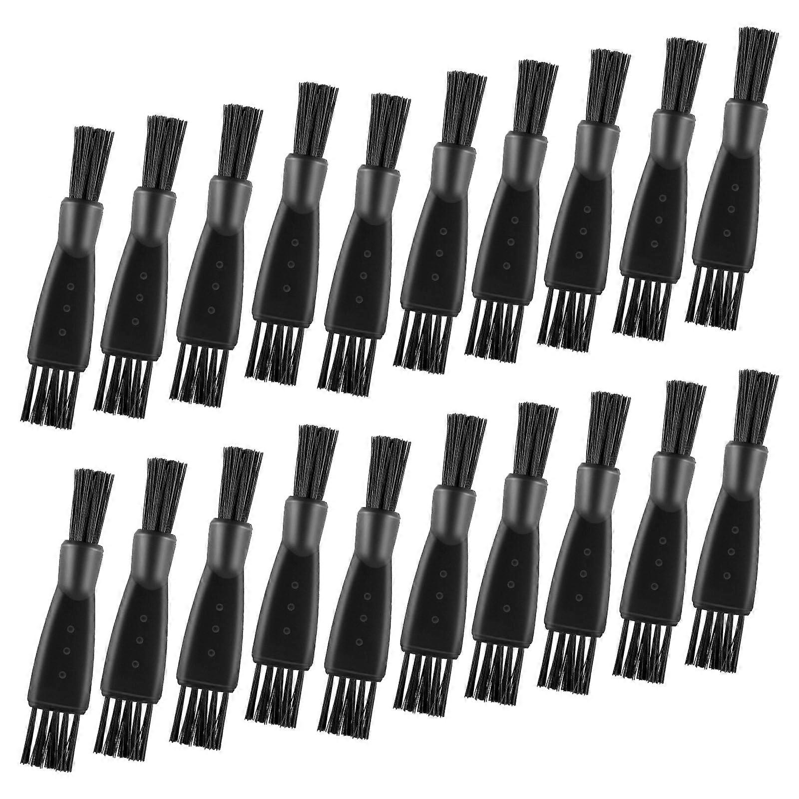 20 Pcs Double Sided Electric Razor Cleaning Brush Set for Men with Durable Bristles Black