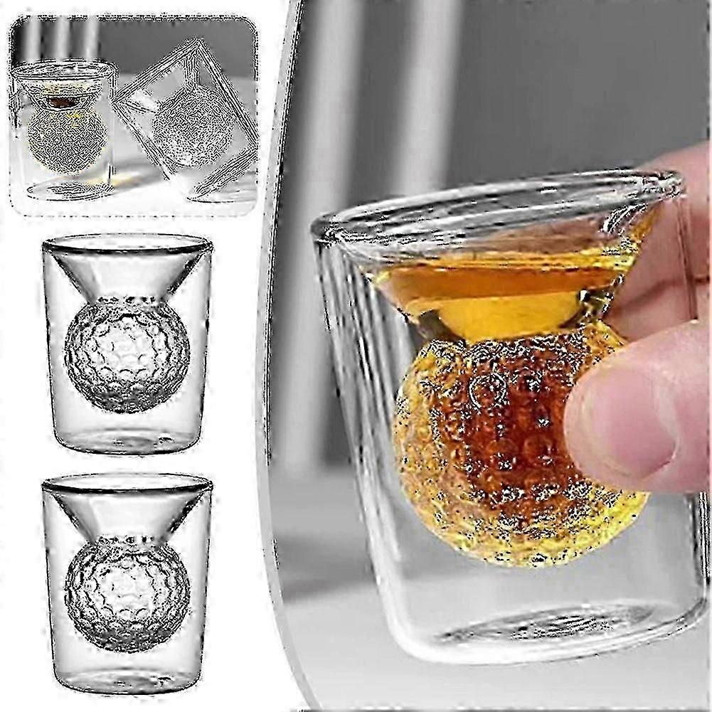 Creative Double Wall Glass Cups for Golf Enthusiasts with 2/4pcs Set