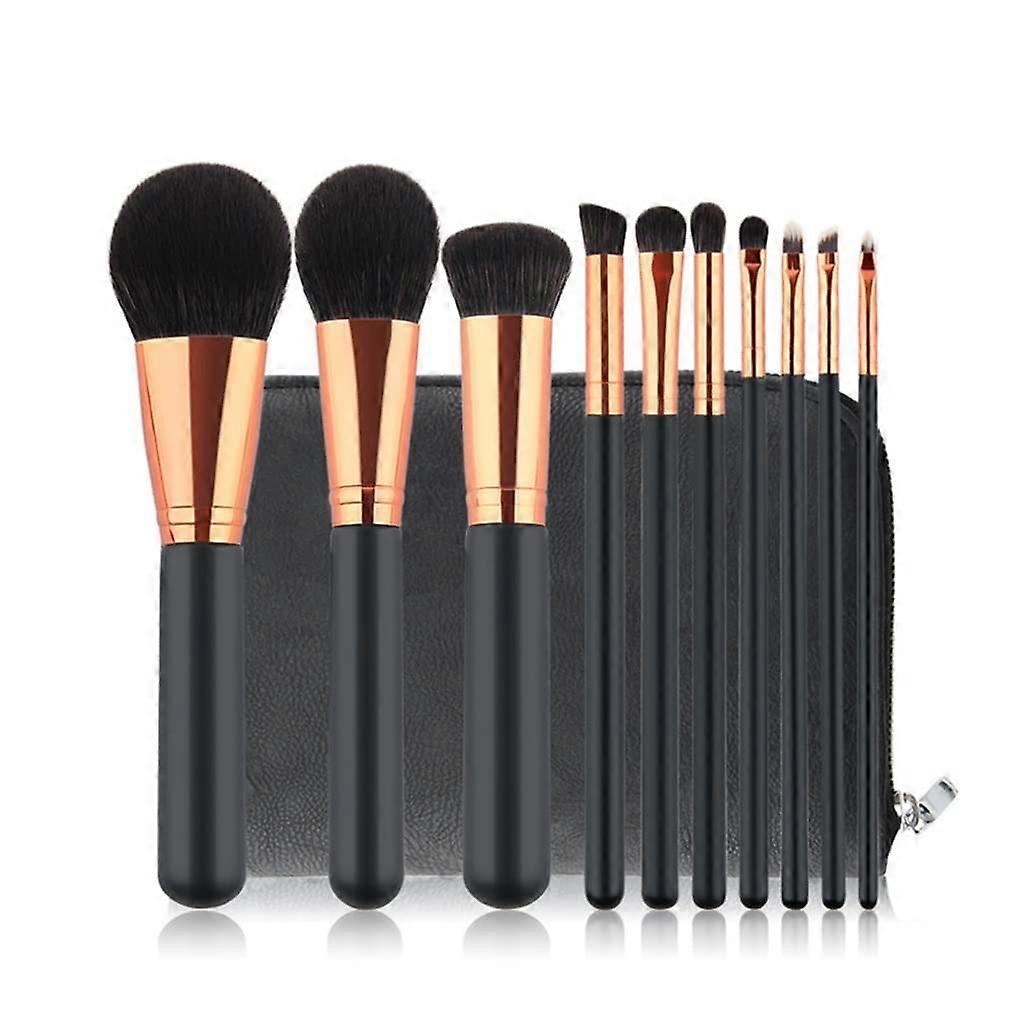 10PCS Makeup Brush Set with Bag, Soft Bristles for Foundation, Eyeshadow and Full Coverage