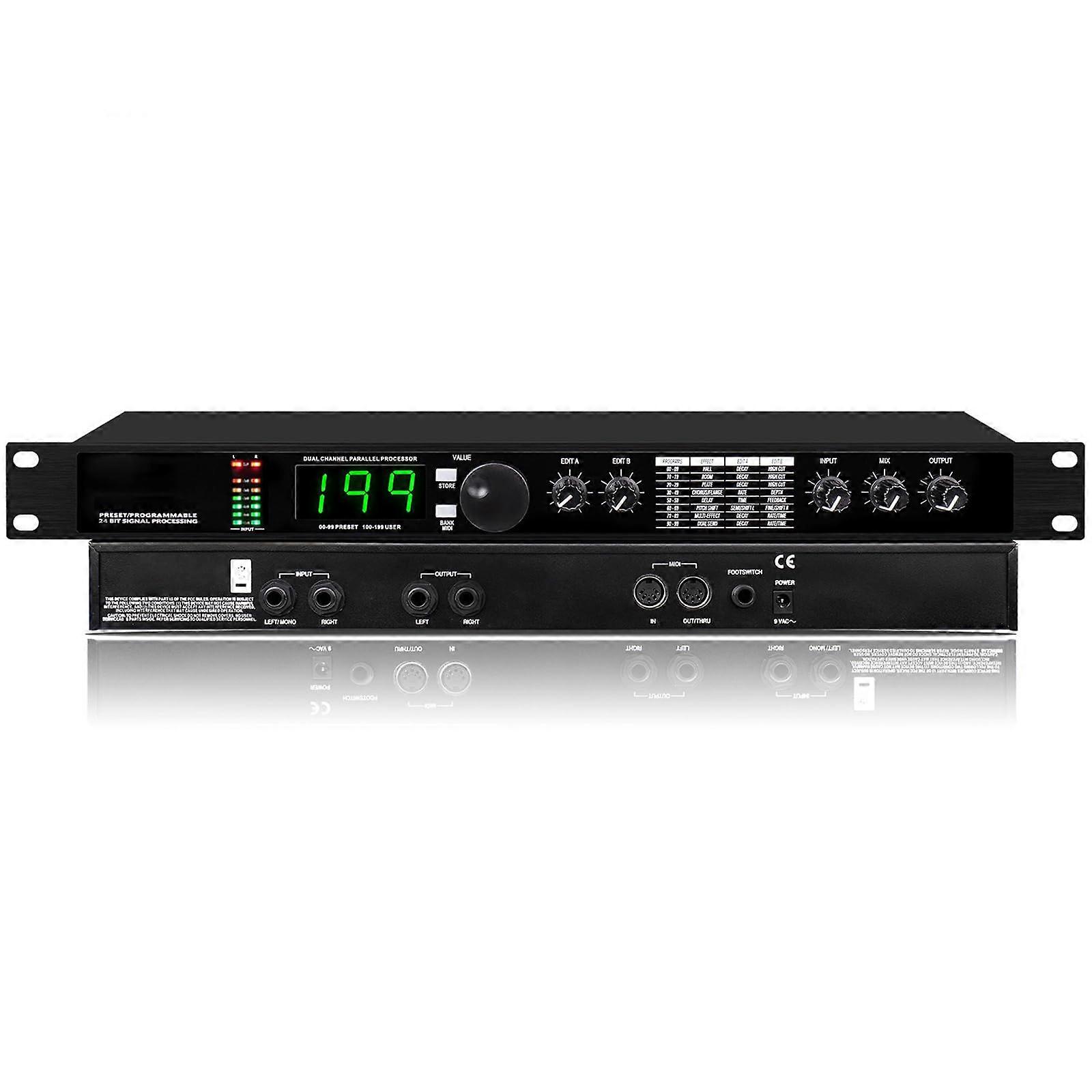 Digital Audio Processor with LCD Display, 199 Effects, Noise Reduction, AntiFeedback for Guitar and Live Sound