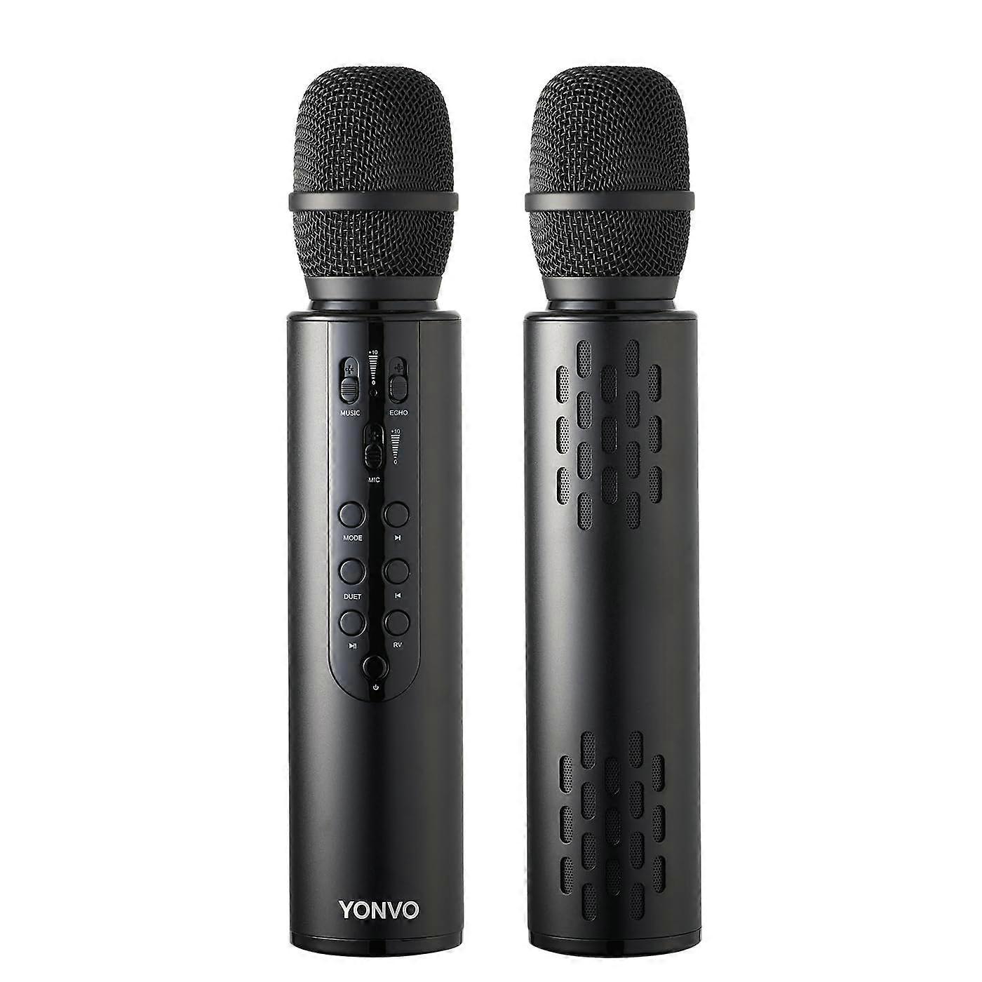 Wireless Bluetooth Karaoke Microphone with Bluetooth 5.3, Dual 5W Speakers, Noise Reduction, Black