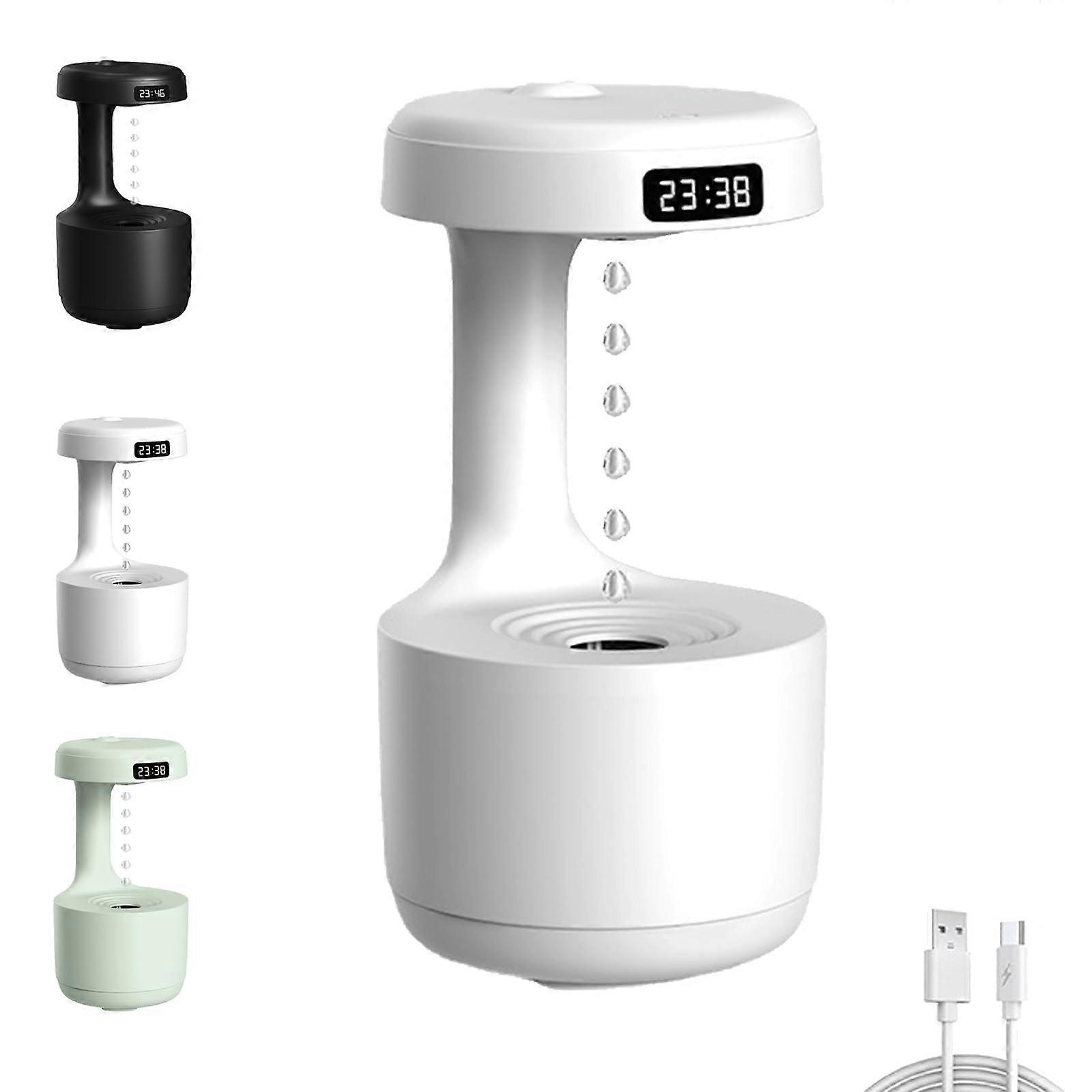 Anti Gravity Humidifier with LED Clock, 800ml Ultrasonic Aroma Diffuser, Quiet Bedroom Air Moisturizer