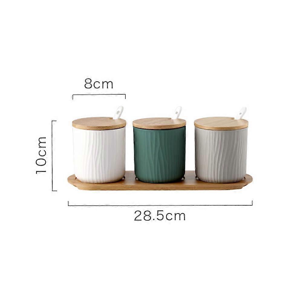 Ceramic Spice Jar with Bamboo Lid for Kitchen Use Single White Container
