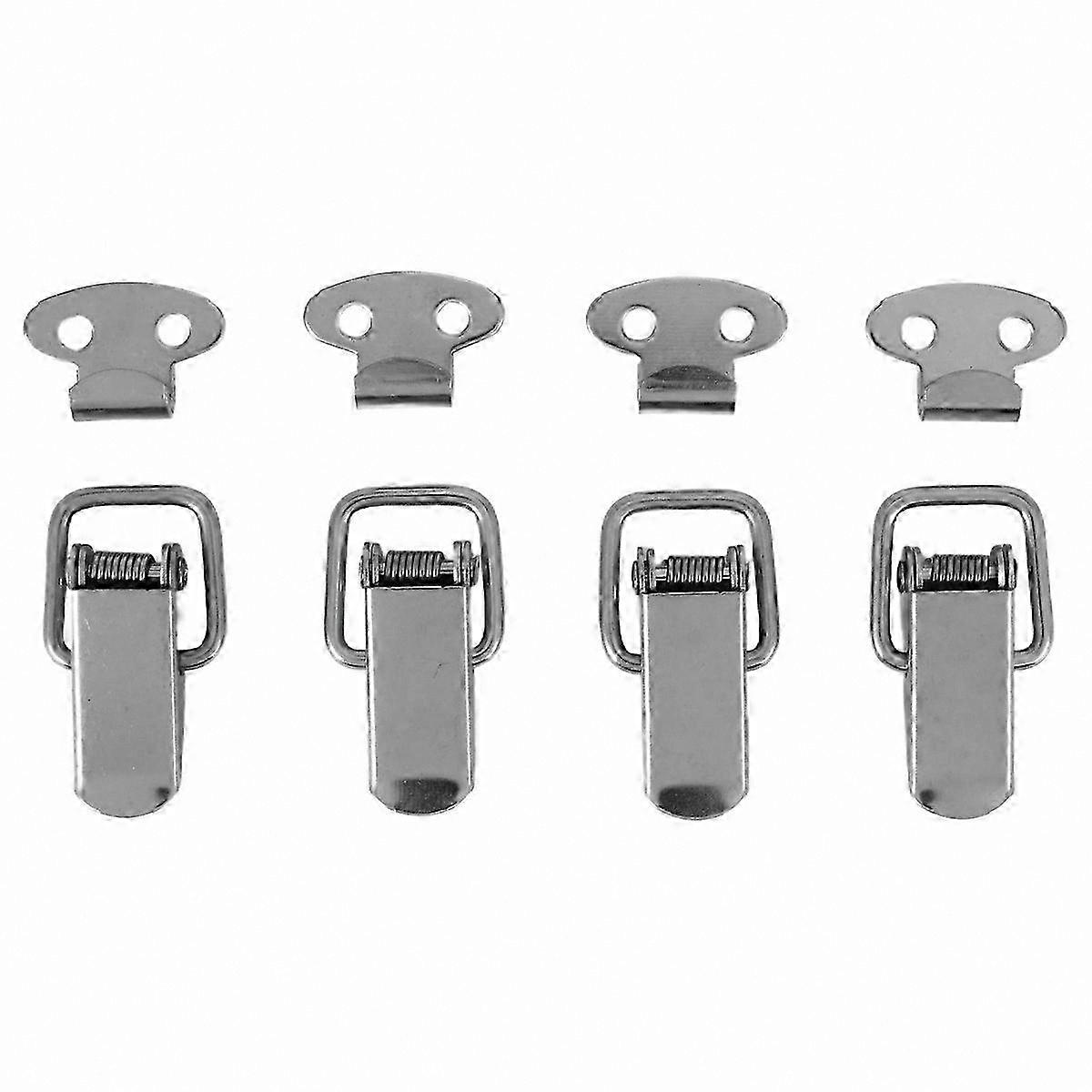 Silver Tone Spring Loaded Toggle Switch Latch Hasp, 4-Piece Set