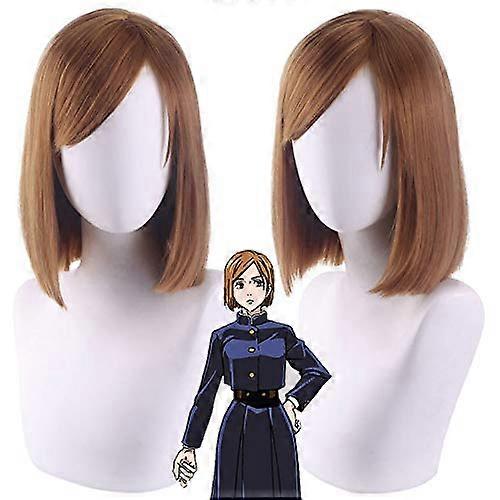 Wig 40cm Brown HeatResistant Fiber with Wig Cap Adjustable Fit