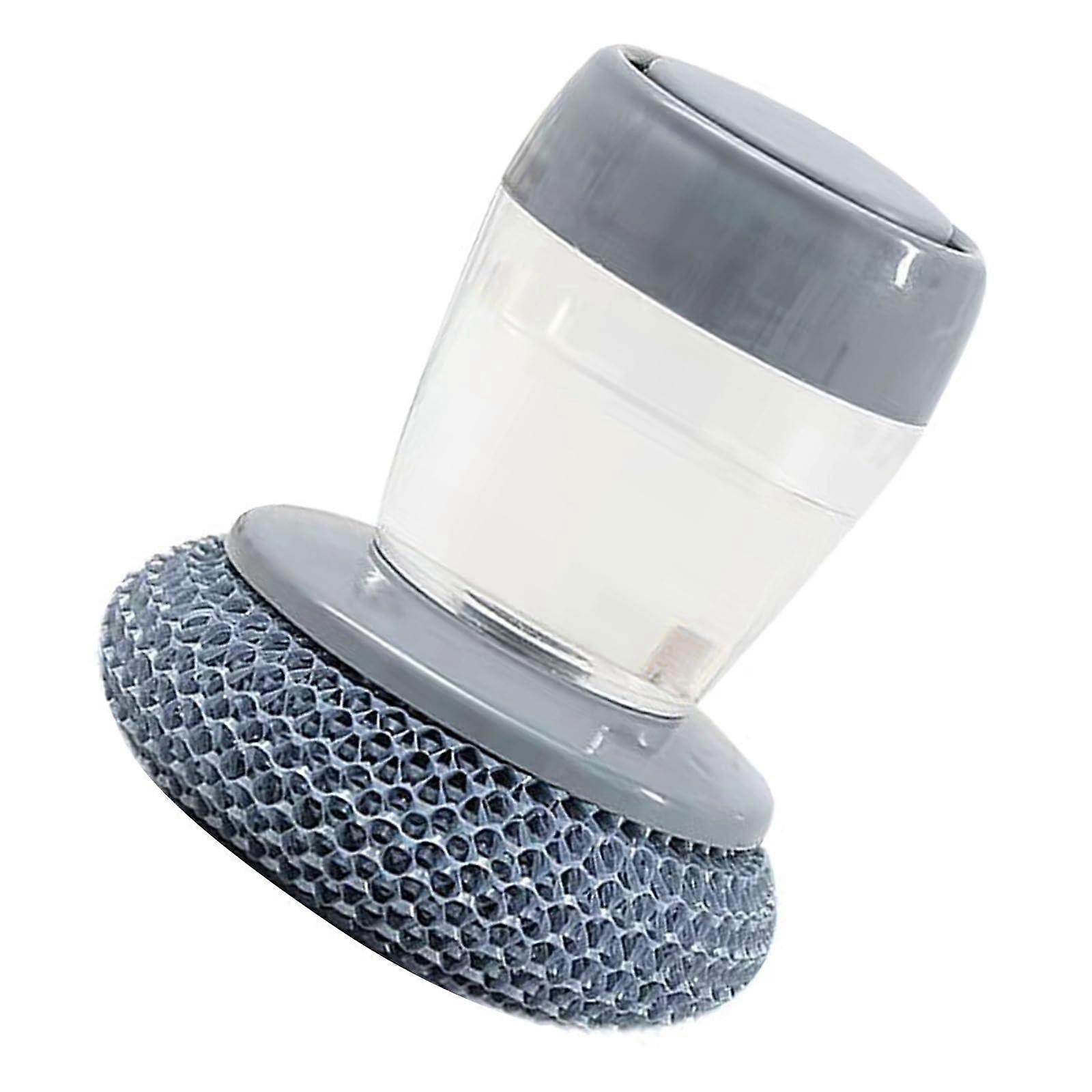 Dishwashing Brush with Soap Dispenser, Rust Resistant NonScratch Pan Scrubber for Cookware