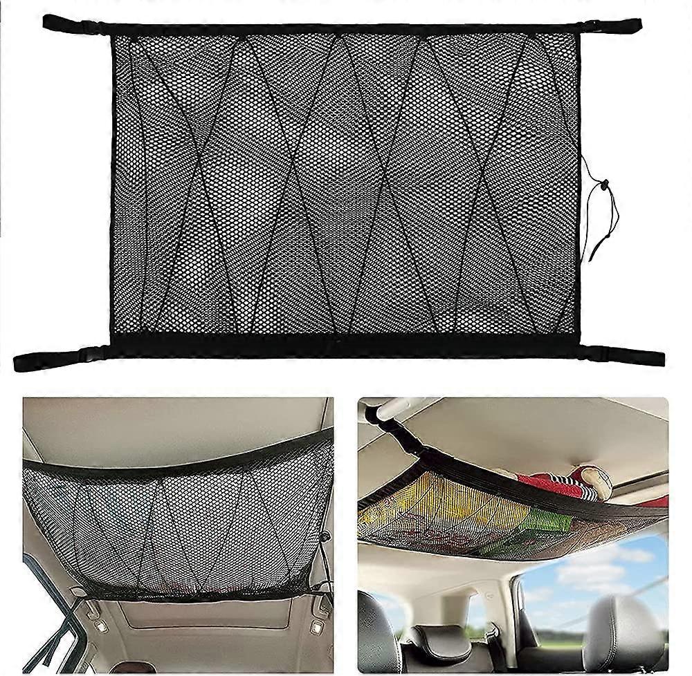 Car Ceiling Cargo Net with Drawstring, Large Capacity Overhead Storage Mesh for SUV Truck Van