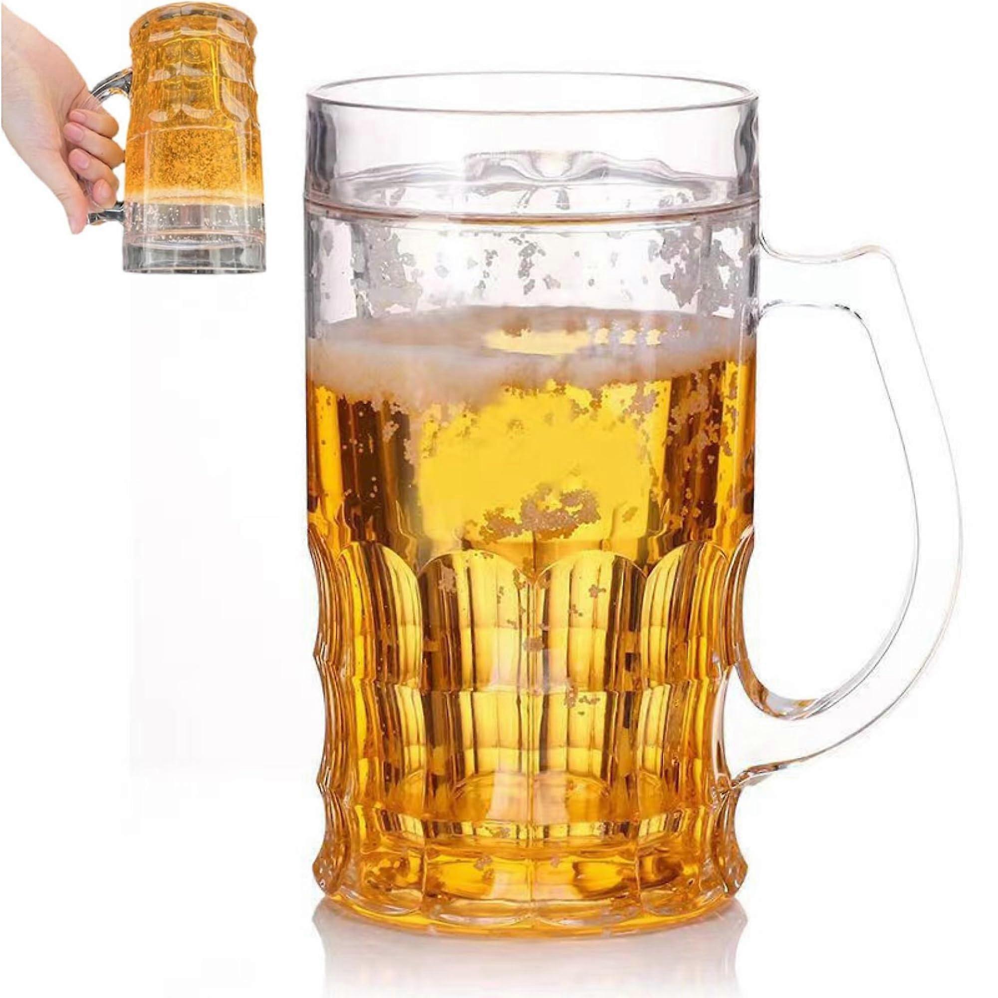Insulated Beer Mug 420ml Double Layer with Realistic Foam Effect and Ergonomic Wide Handle