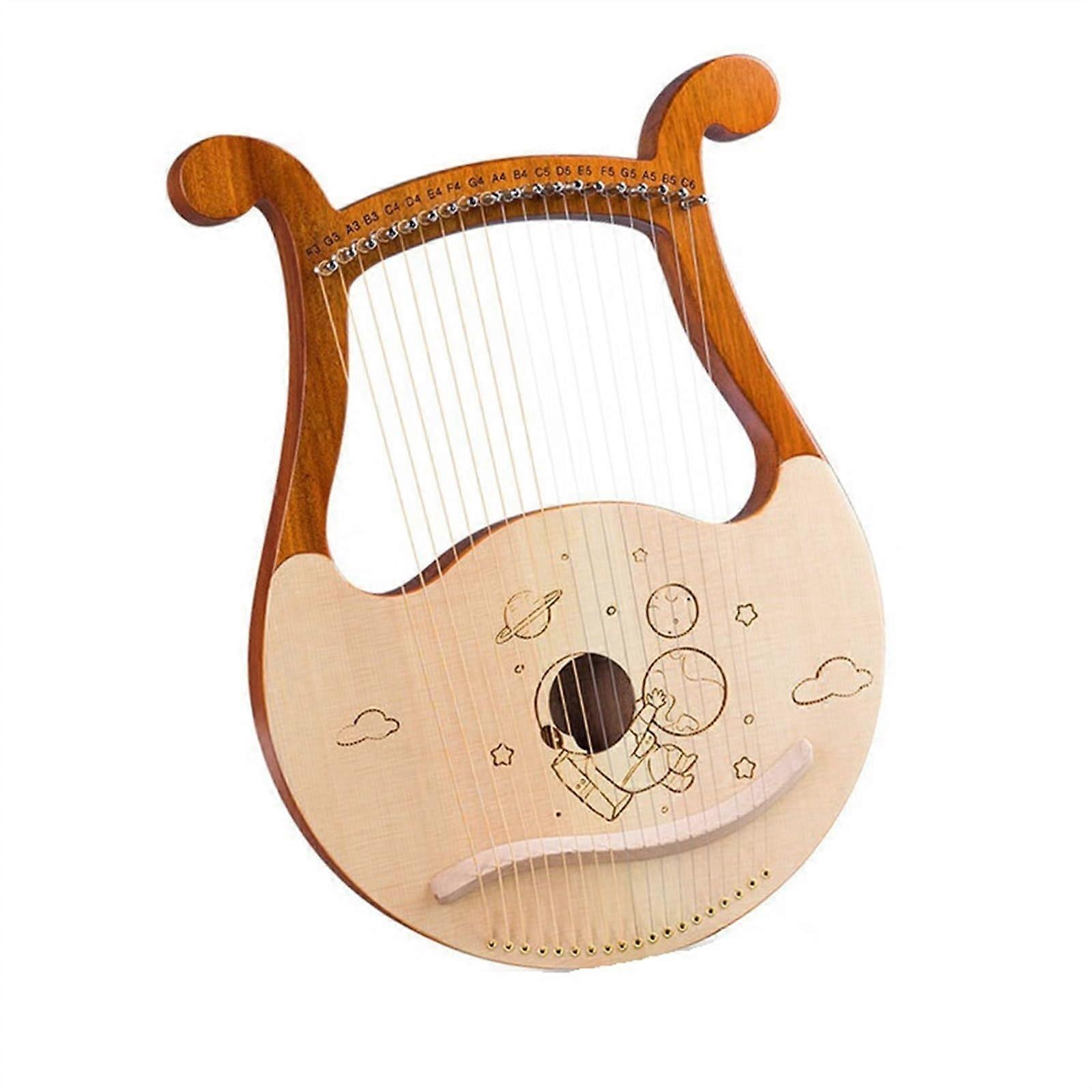 Beginner Harp 19String Spruce Wood with Engraved Notes and Warm Tone for Learning and Performance