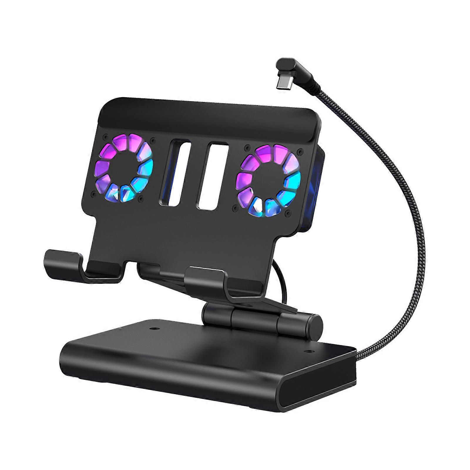 Portable Cooling Dock Stand For Handheld Consoles 6 Function Hub With Multiple Port Support Fast Charging Multicolor
