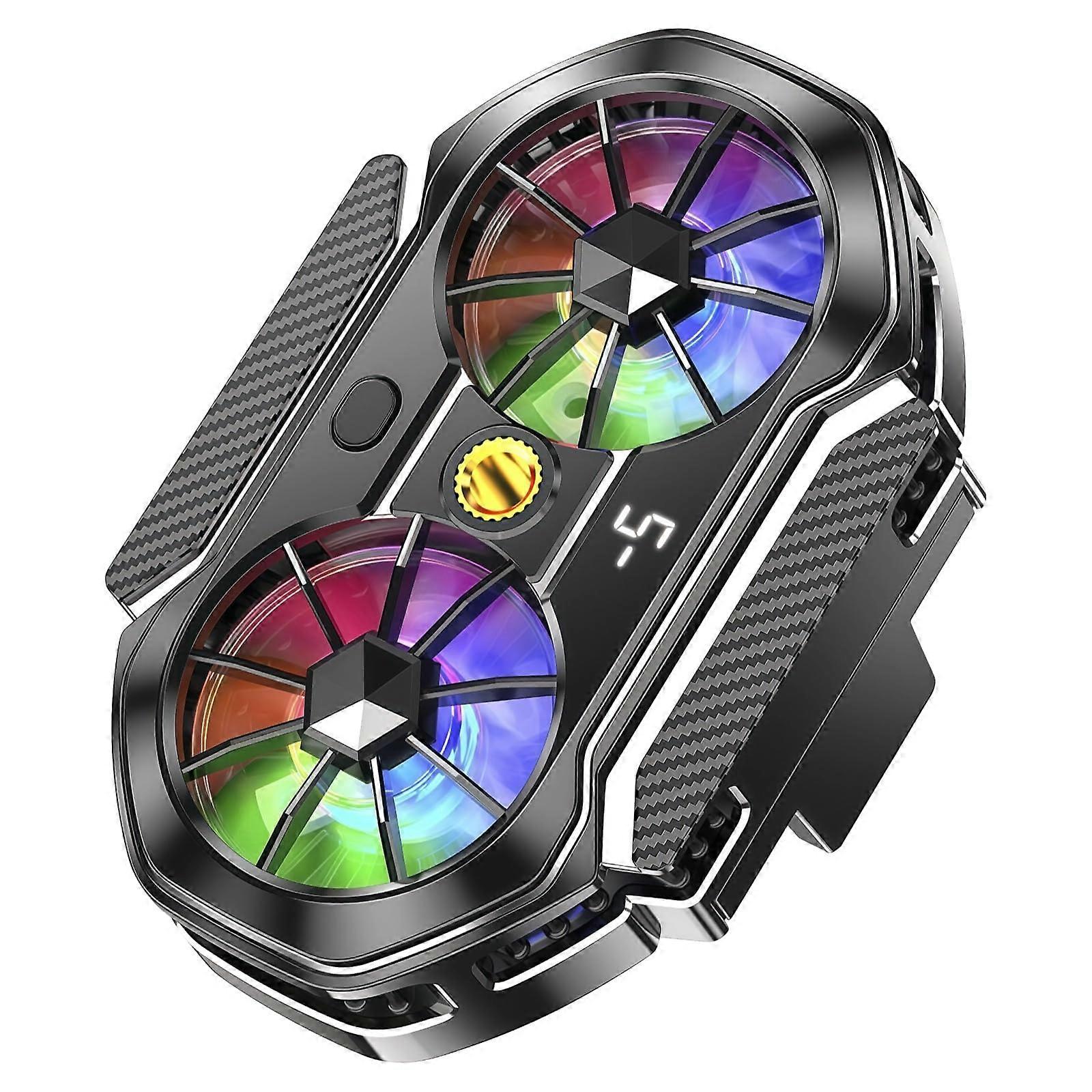 Phone Cooler with Dual Fan and RGB LED, Semiconductor Tech, 3Mode Cooling for Android Gaming