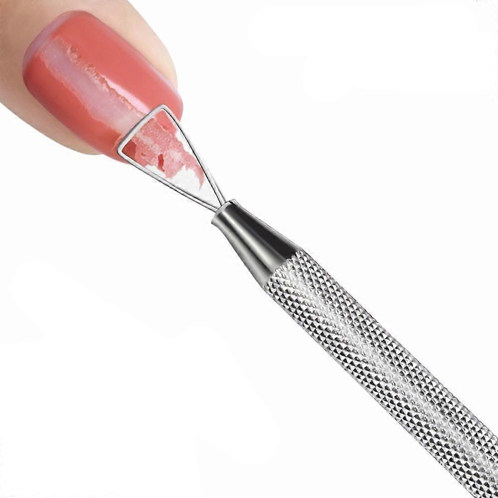 Stainless Steel Cuticle Pusher and Gel Polish Remover Tool with Triangular Scraper for Manicure