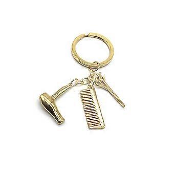 Hairdresser Keychain Clip with Mini Scissors Dryer Comb, Salon Tool Set for Stylists