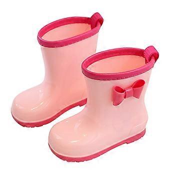 Mädchen-Regenstiefel, geschlossene Zehenpartie, nicht leicht anzuziehen, mit Schleife, wasserdicht, bequem, ideal für Urlaub, Schule und Partys, Rot, Größe 15-16 Jahre