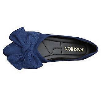 Women'S Suede Bow Flat Shoes For Casual Wear Pointed Toe Slip On Design Comfortable Material Flock Size 40 Us 7.5 Foot Length 9.84 Inches