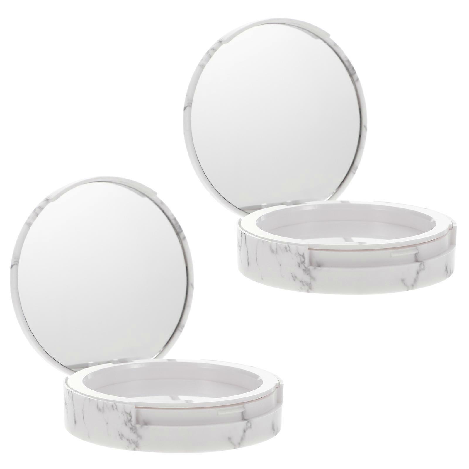 2Pcs Pressed Powder Cases Compact Container Makeup Powder Boxes (Assorted Color)