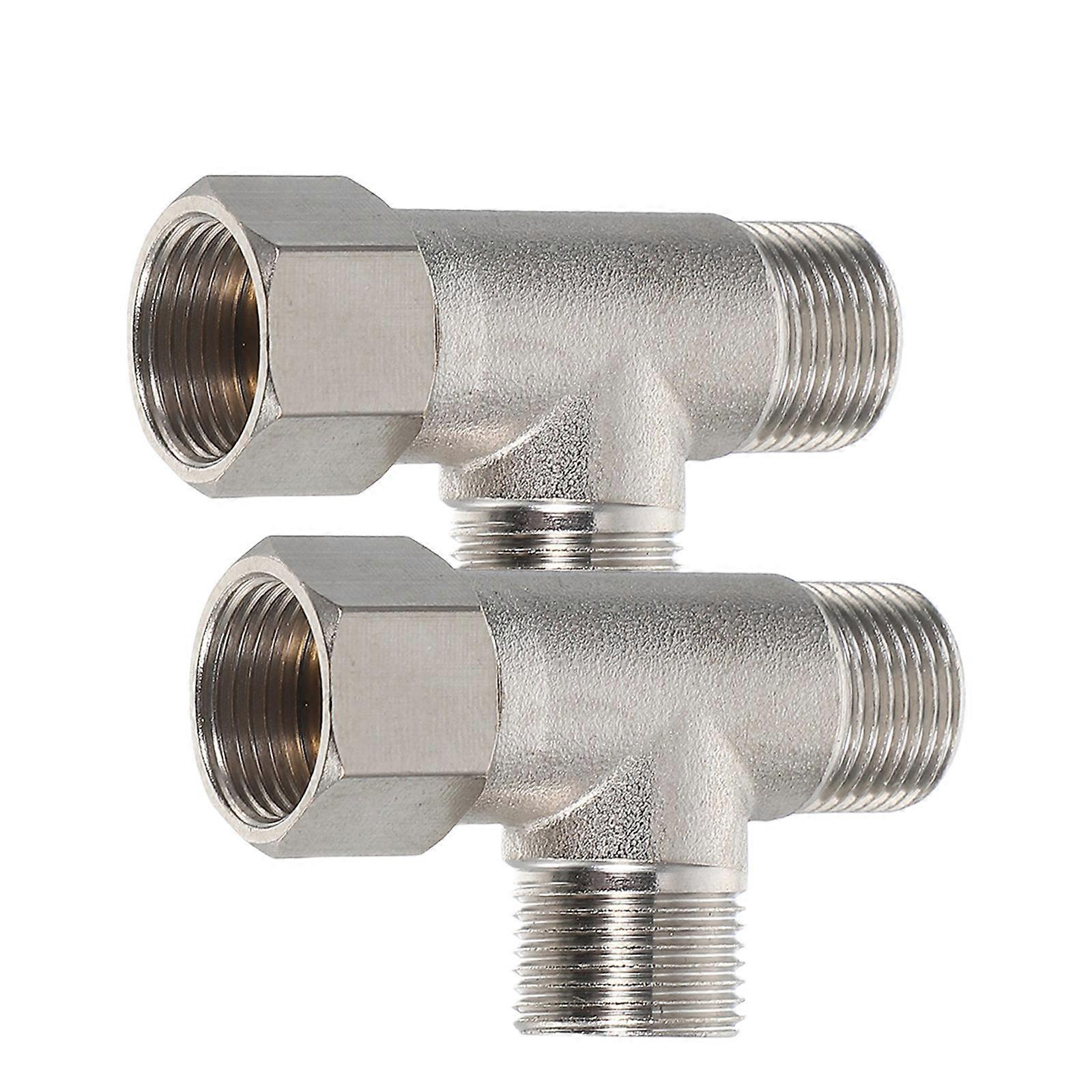 Quick Connect Silver Tee Pipe Fitting for Hose Replacement 2Pcs