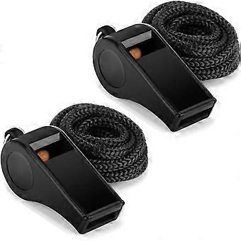 Sports Whistle with Lanyard, Very Loud Black Whistles Great for Coaches, Referees, Outdoor Sports