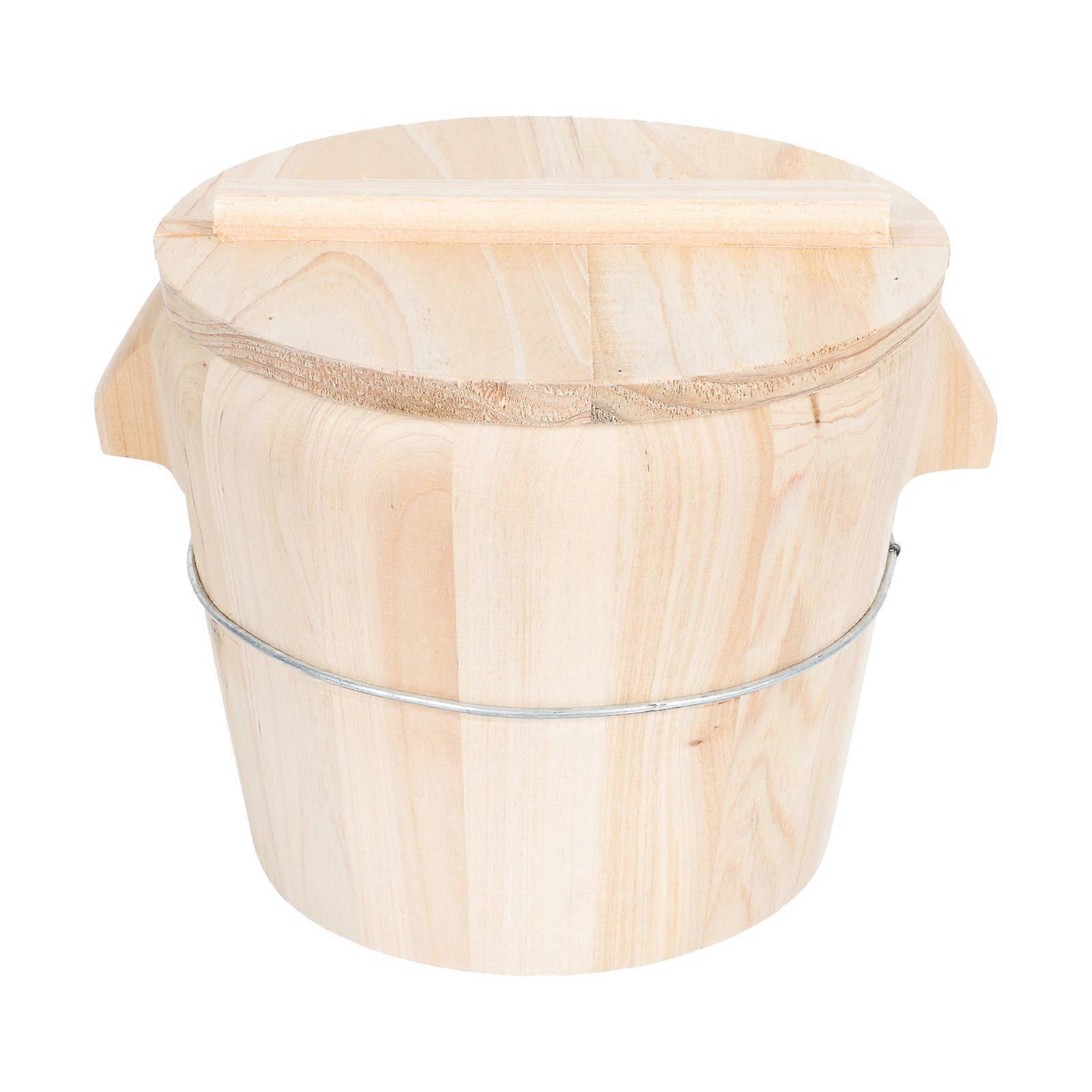 Steamed Rice Wood Holder Multi-Function Rice Container Round Base Restaurant Use 1Set