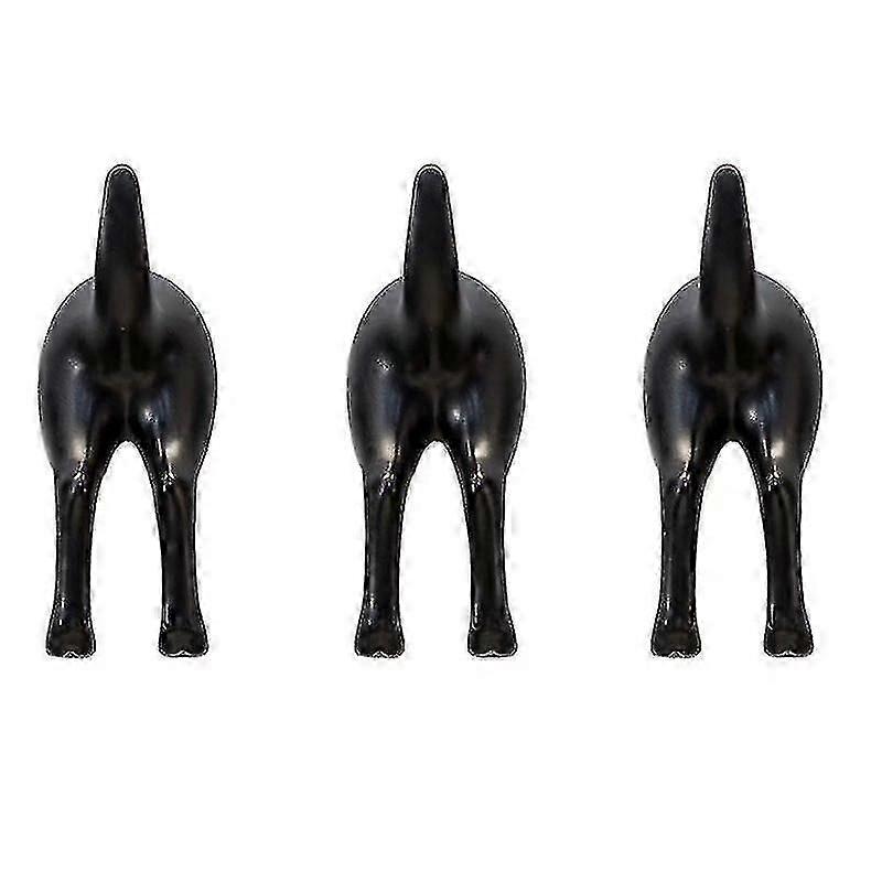 Dog Tail Hook For Wall Mount (black-3pcs)