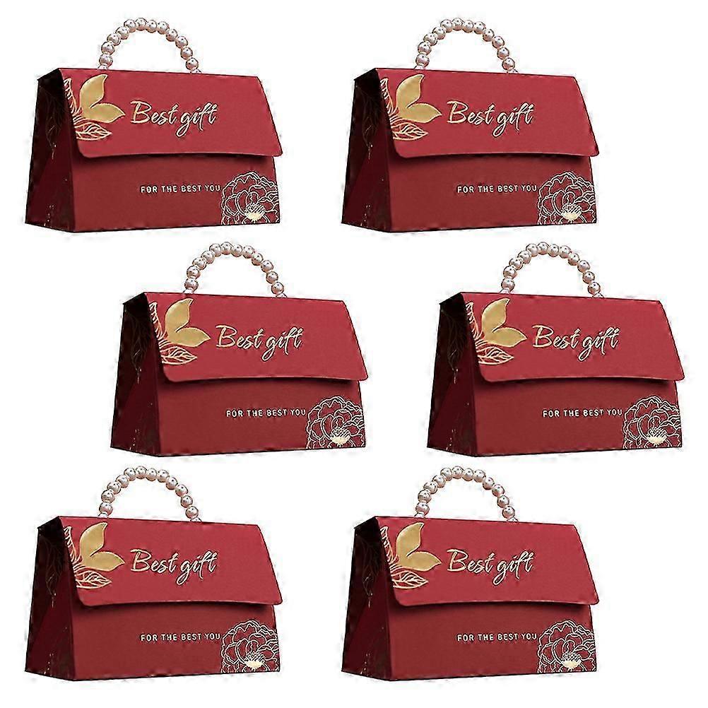 Wedding Candy Boxes Red Paper 6Pcs for Candy Storage Use