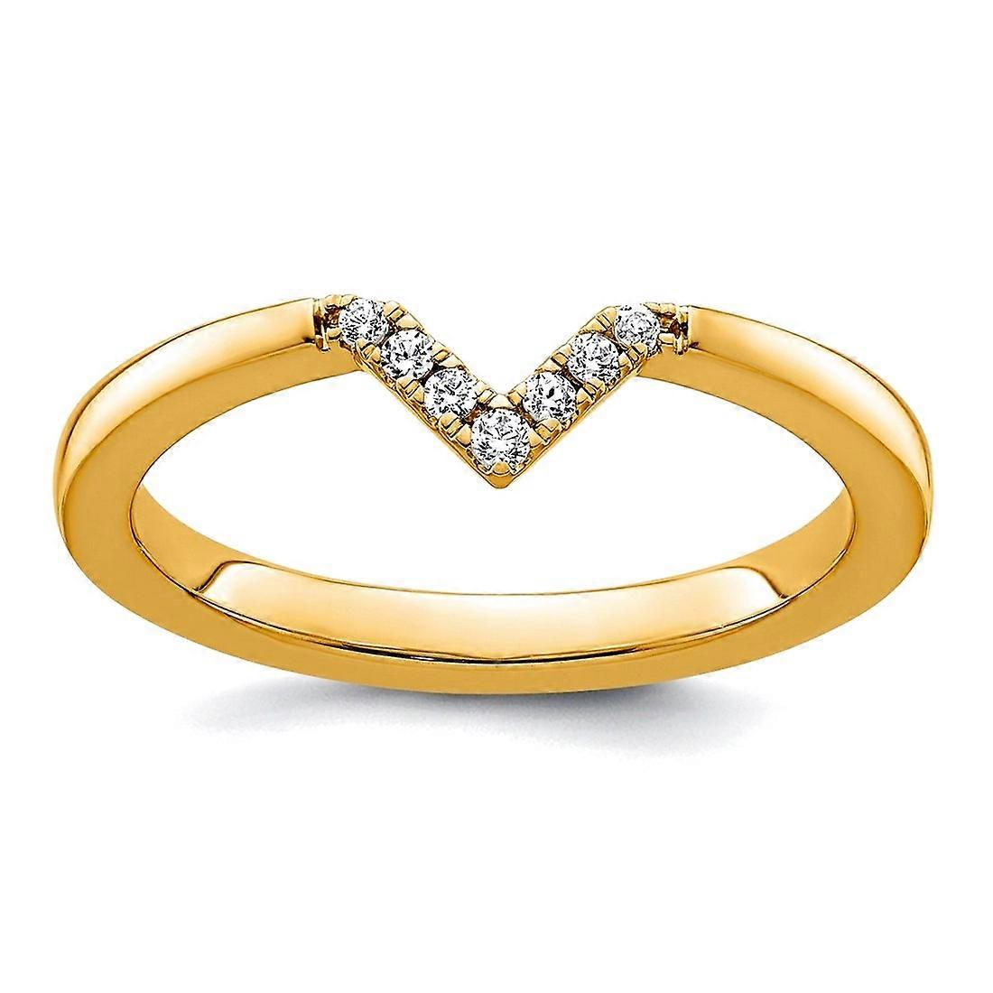 2.25mm 14k Solid Yellow Gold Stackable Diamond V-shape Ring Stackable Ring for Women - Ring Size: 5 to 8