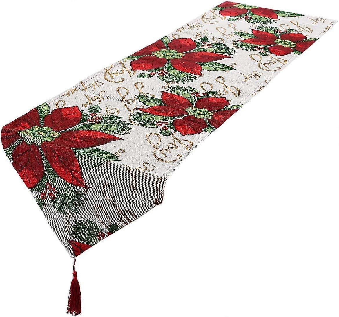 Christmas Table Runner Red ,Flower