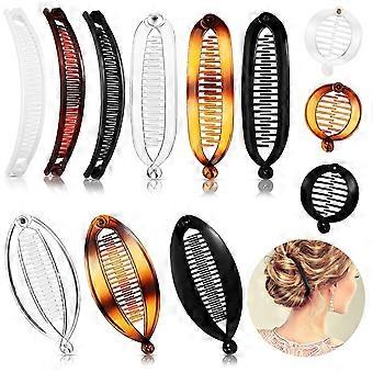 12 Pièces Pinces À Cheveux Banane Classique Pneus Peignes Grand Double Peigne Queue De Poisson Pince À Cheveux Banane Queue De Cheval Titulaire Clip Pour Femmes, 4 Styles