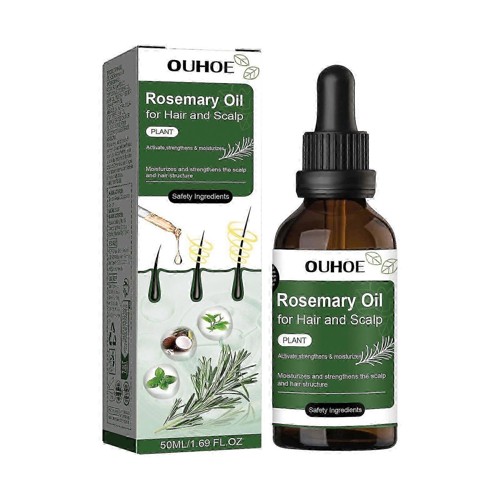 Rosemary Oil for Hair Growth, 50ml Pure and Natural Castor Oil Blend with Rosemary Essential Oil and Coconut Oil 30 3Pcs