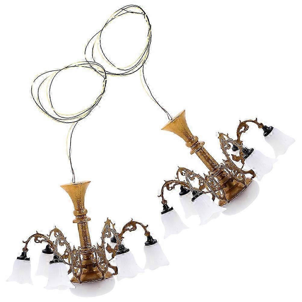 2pcs Miniature Model Chandelier Tiny House Ceiling Lamp Sand Table Ceiling Light Model