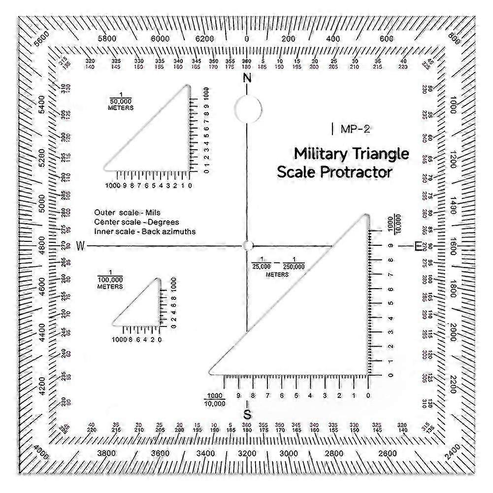 5 Inch Map Protractor Utm/Mgrs Coordinate Scale Map Cut Land Navigation Protractor