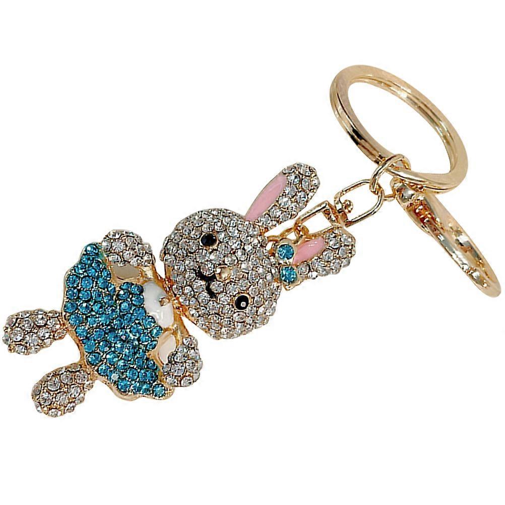Rabbit Keychain Metal Pendant with Rhinestone Decoration for Backpack