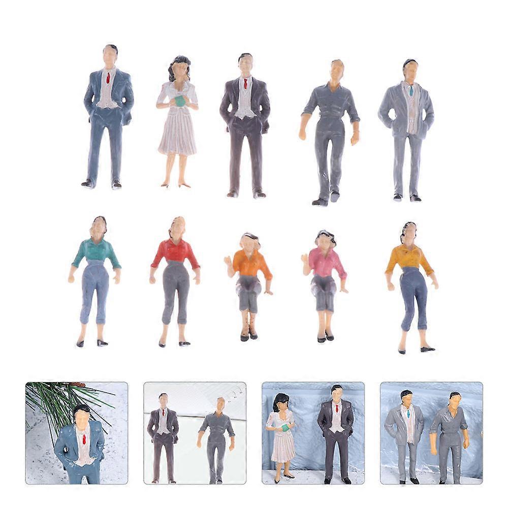 Painted People Figures Plastic Model for Model Building 10Pcs Multi