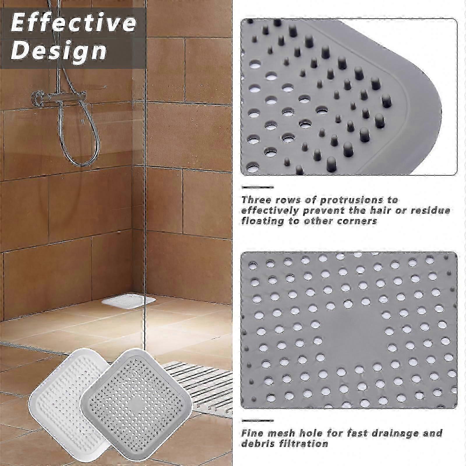 Shower Drain Silicone Hair Trap 2-Pack with Suction Cups