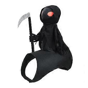 Costume di Halloween per cani con design 3D del Tristo Mietitore in sella.