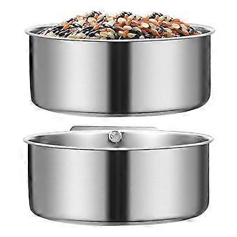 2Pcs Stainless Steel Bowl for Parrot Feeding Bird Cage Silver Feeding Bowls