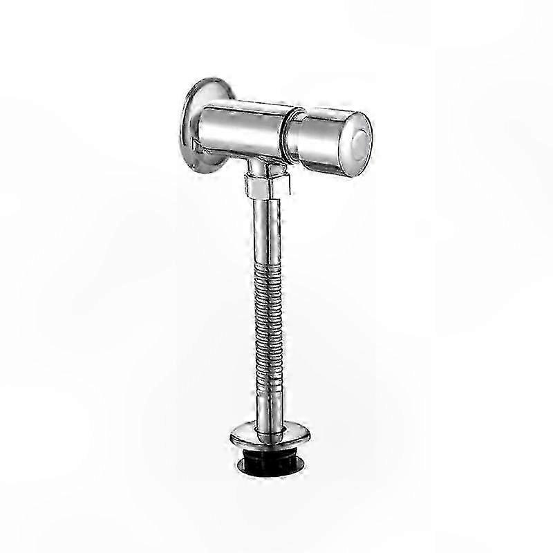 Chrome Wall-Mounted Manual Push Button Urinal Flush Valve with Delayed Automatic Closure